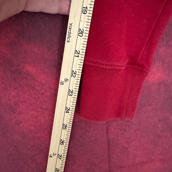 AEROPOSTALE MEN'S AERO LOGO POPOVER HOODIE IN RED FLEECE FABRIC, SIZE S (SMALL) - Picture 9 of 10